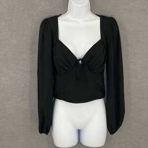 Abercrombie & Fitch Womens Top Small‎ Black Babydoll Sweetheart Neck Whimsigoth